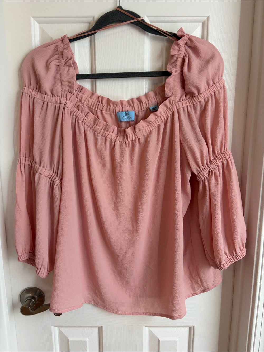 CeCe Blush Pink Peasant Tunic Blouse